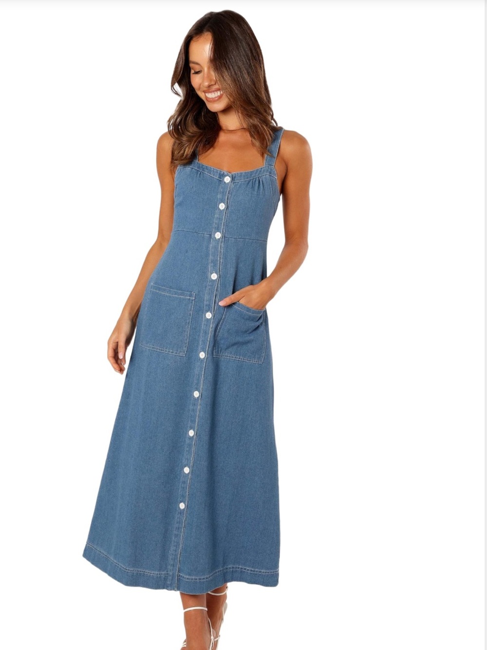 NWT Petal & Pup Bettie Midi Dress - Denim
